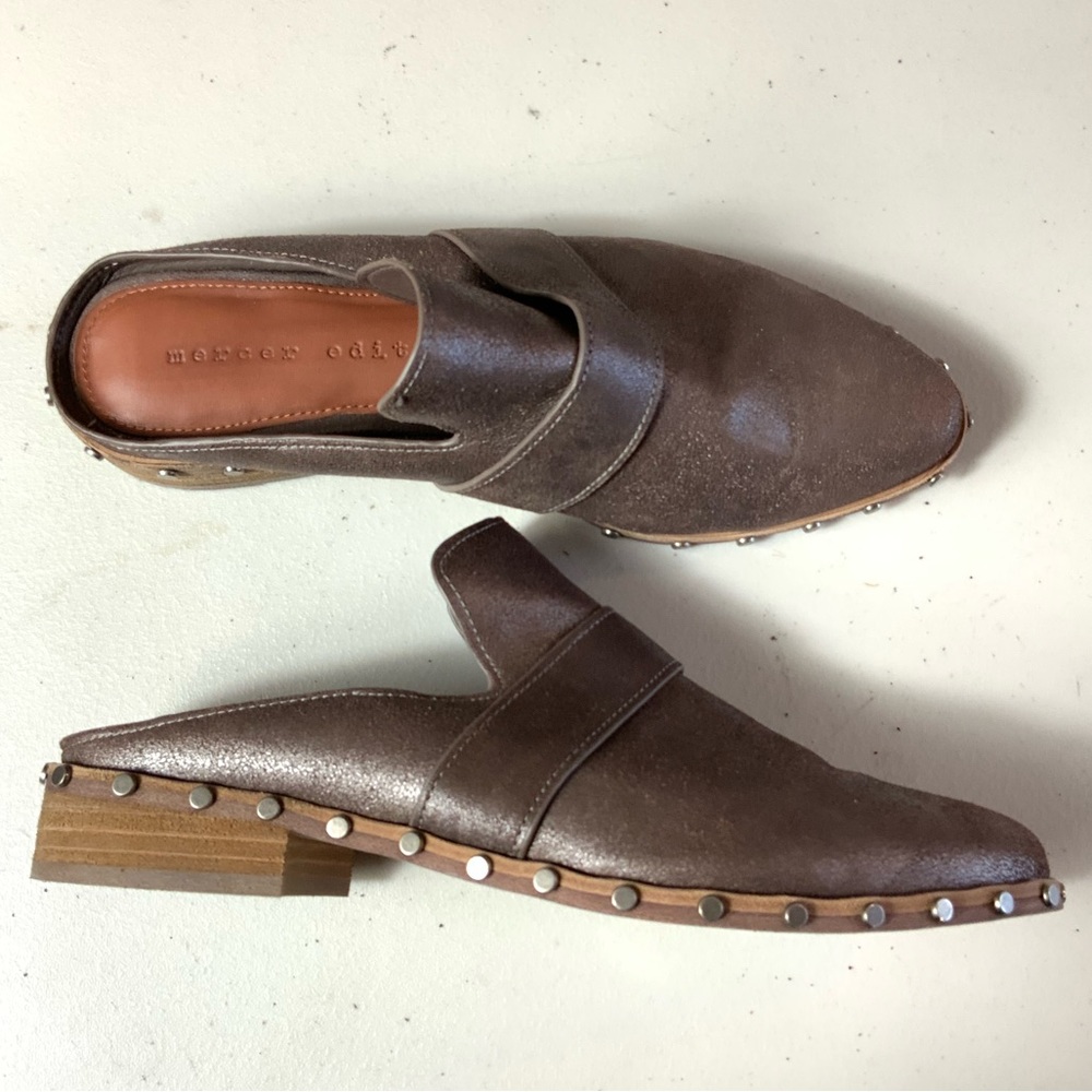 Mercer Edit Case Closed studded  brown, metallic bronze leather Size 7.5